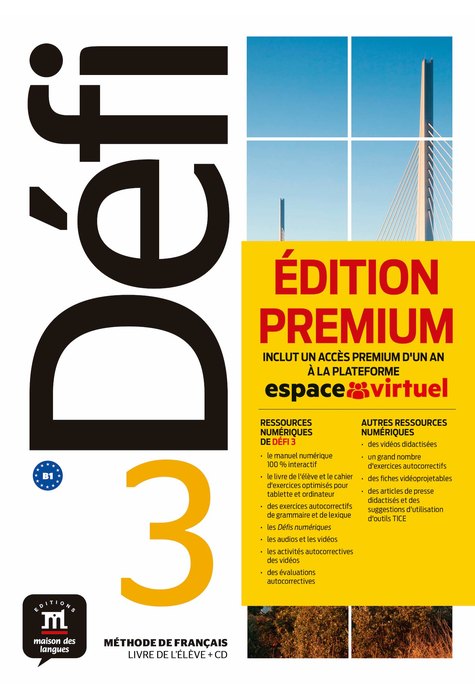 Défi 3, Livre de l’élève B1 + CD audio + code Premium un an