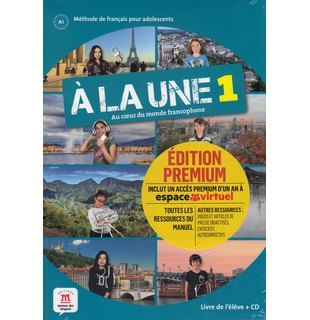 À la une 1, Livre de l’élève A1 + CD audio + code premium un an