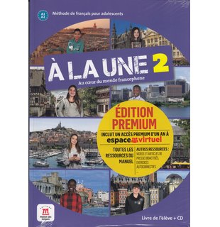 À la une 2, Livre de l’élève A1-A2 + CD audio + code premium un an