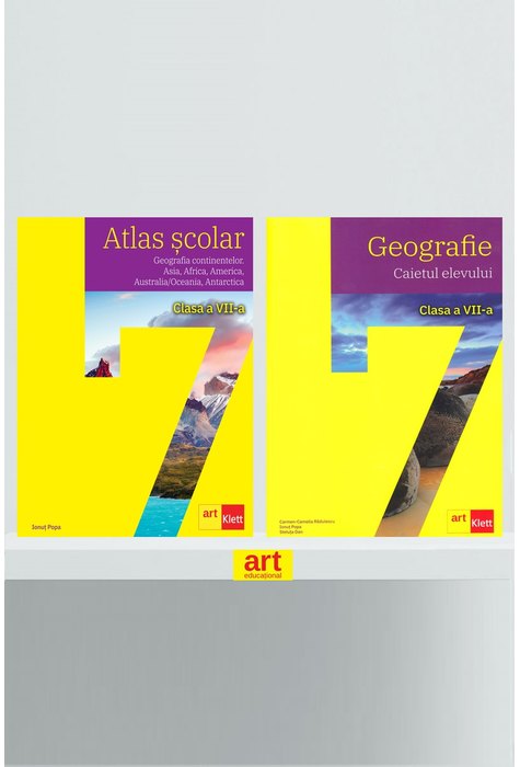 Set Geografie clasa a VII-a. Atlas Geografia continentelor + Caietul elevului