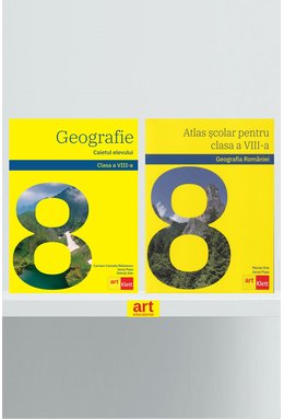 Set Geografie clasa a VIII-a. Atlas Geografia României + Caietul elevului