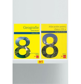 Set Geografie clasa a VIII-a. Atlas Geografia României + Caietul elevului