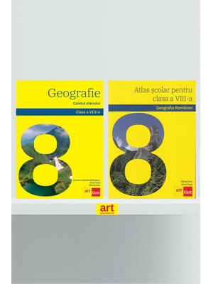 Set Geografie clasa a VIII-a. Atlas Geografia României + Caietul elevului